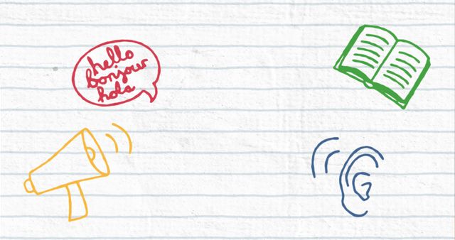 Language Learning Icons on Lined Paper Background - Download Free Stock Images Pikwizard.com