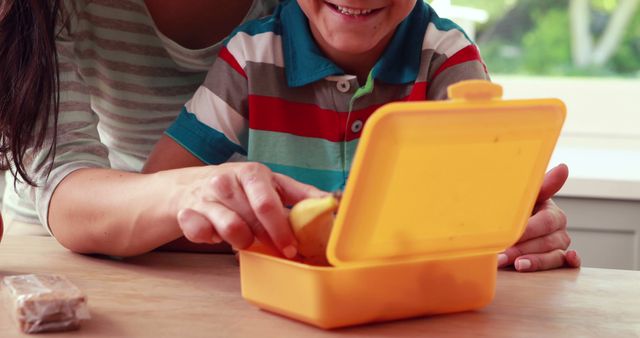 Mother Packing Healthy Lunch for Smiling Child - Download Free Stock Images Pikwizard.com