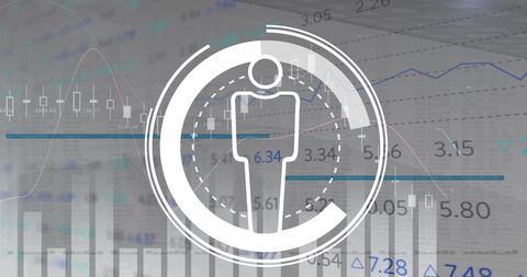 Abstract human icon over stock market data visual
