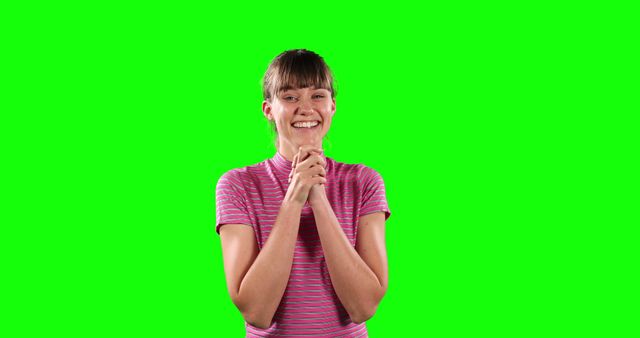 Happy Young Woman Smiling On Green Screen Background - Download Free Stock Images Pikwizard.com