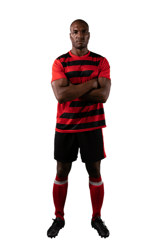 Confident African American Football Player on Transparent Background