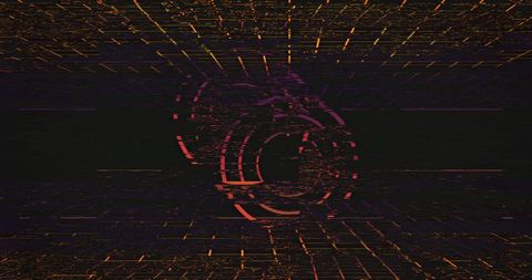 Pink Neon Circles Flicker Over Cyber Grid Background