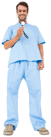 Smiling Surgeon Holding Stethoscope on Transparent Background - Download Free Stock Videos Pikwizard.com