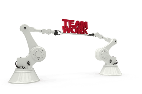 Transparent Robotic Arms Holding Teamwork Text in Red - Download Free Stock Videos Pikwizard.com