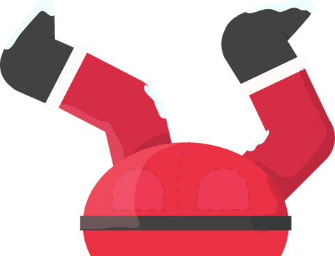 Festive santa legs tumbling with transparent background