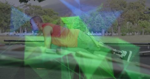 Athlete with Prosthetic Leg Doing Push-ups in Outdoor Park