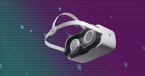 Futuristic vr headset with abstract neon background