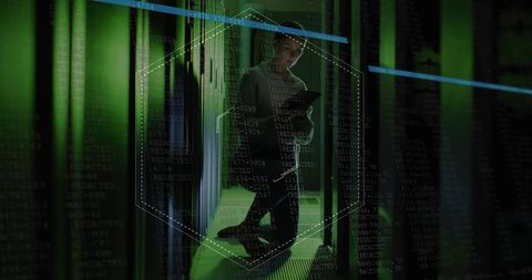 Female IT Technician Analyzing Code in Server Room - Download Free Stock Images Pikwizard.com