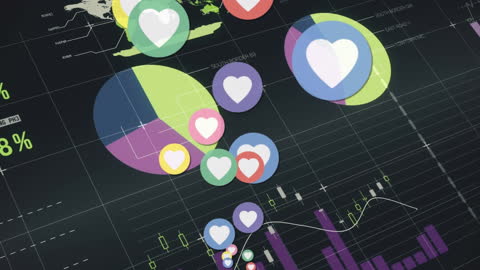 Social Media Icons over Global Business Data Visualization