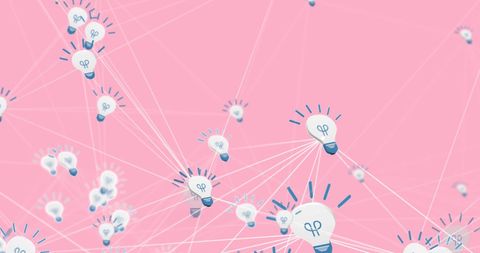 Network of Lightbulb Connections on Pink Background - Download Free Stock Images Pikwizard.com