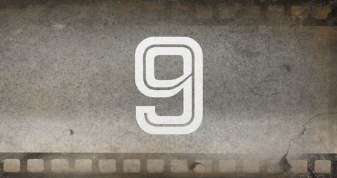 Retro Number Nine on Vintage Film Background