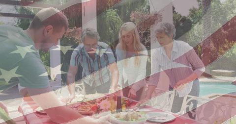 Family Celebrating Outdoors with American Flag Overlay - Download Free Stock Images Pikwizard.com
