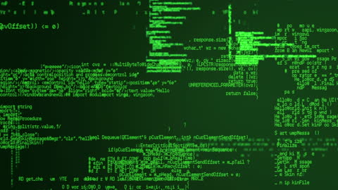Green Cyber Code Background with Data Processing Visual