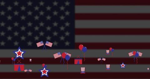 Patriotic American Symbols on Multicolored USA Flag