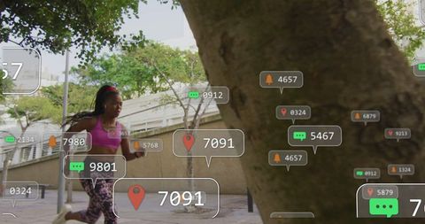 Runner Experiencing Augmented Reality through Fitness App
