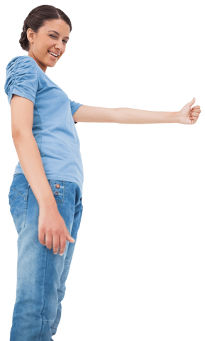 Happy Woman Giving Energetic Thumbs Up Transparent