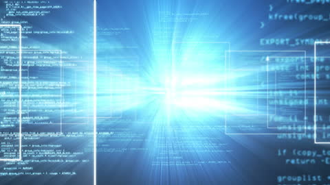 Digital Data Flow with Futuristic Blue Glow