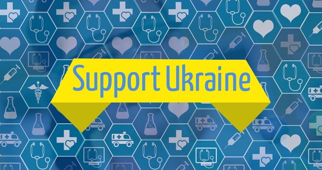 Support Ukraine Banner Over Medical Icons Hexagon Design - Download Free Stock Images Pikwizard.com