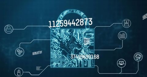 Cybersecurity Concept with Digital Lock and Numeric Code Flow - Download Free Stock Images Pikwizard.com