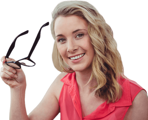 Smiling Caucasian Businesswoman Holding Glasses Transparent Background