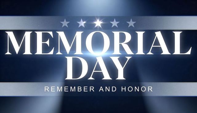 Memorial day remembering and honoring navy banner with stars and silver bars