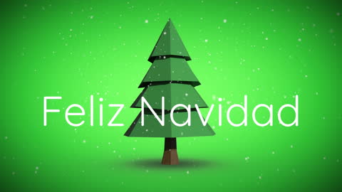 Feliz Navidad Text with Spinning Christmas Tree Animation