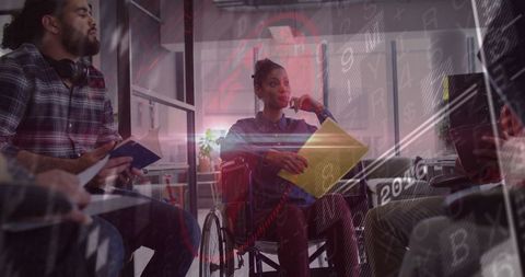 Diverse Business Team Collaborating Over High-Tech Financial Data