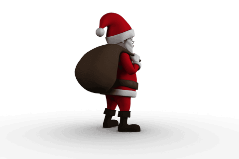 Santa Claus with Gift Bag on Transparent Background