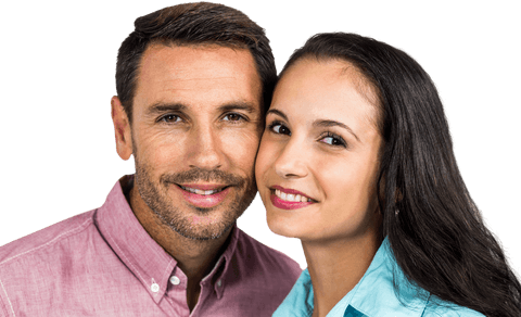 Smiling couple touching cheeks transparent background
