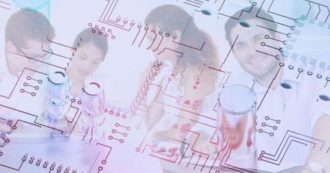 Team of engineers collaborating on pcb design innovation