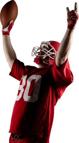 Transparent Football Player in Red Uniform Celebrating Victory