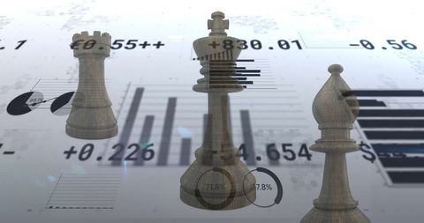 chess pieces overlaying digital financial data representation - Download Free Stock Images Pikwizard.com