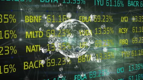 Digital Globe Network with Financial Data Visualization