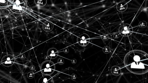 Digital Network of Connected Avatars on Black Background