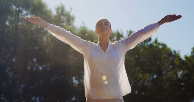 Mindful Woman Practicing Sun Salutation Outdoors - Download Free Stock Images Pikwizard.com