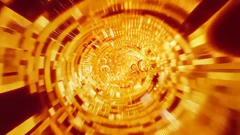 Gold-Toned Futuristic Tunnel with Particle Movement