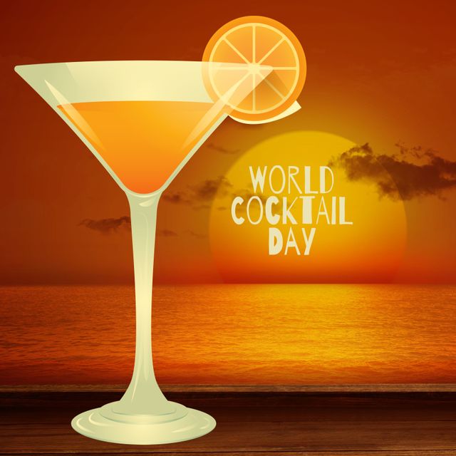 Sunset Beach Martini Celebrating World Cocktail Day - Download Free Stock Templates Pikwizard.com