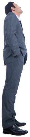Transparent Image of Businessman Looking Up in Pinstriped Suit