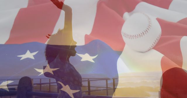 Patriotic Celebration with American Flag and Baseball Theme - Download Free Stock Images Pikwizard.com