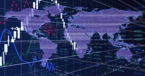 Global data visualization on futuristic digital interface