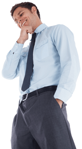 Transparent Background Thoughtful Businessman Contemplating in Formal Attire