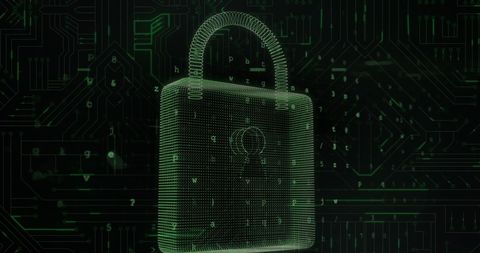 Digital Security Padlock Over Circuit Board in Green Aura - Download Free Stock Images Pikwizard.com