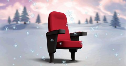 Red Cinema Chair in Winter Wonderland