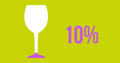 Purple Wine Glass with Filling Percentage on Lime Green Background - Download Free Stock Images Pikwizard.com