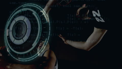 Digital Basketball Training with Futuristic Technology Overlay