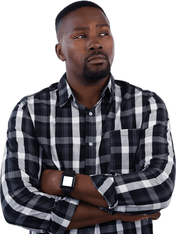 Pensive Man with Arms Crossed on Transparent Background - Download Free Stock Videos Pikwizard.com
