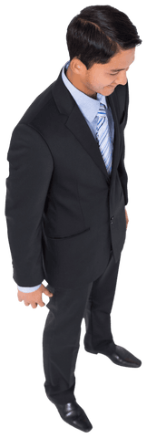 Transparent Happy Birchive Businessman Standing in Formal Suit