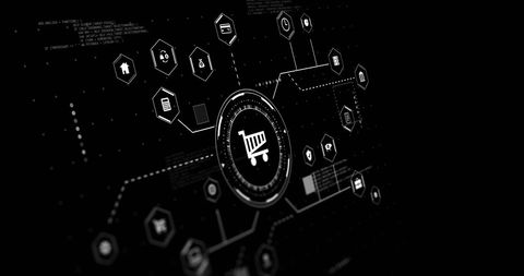 Digital Shopping Cart with Connected Financial Services Icons - Download Free Stock Images Pikwizard.com