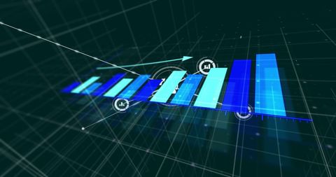 Futuristic Data Visualization with Bar Chart Over Digital Grid - Download Free Stock Images Pikwizard.com