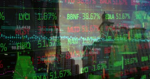Stock Market Data Overlaid on Urban Skyline Illustrating Global Economy - Download Free Stock Images Pikwizard.com